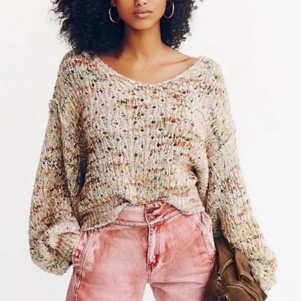 Free People Mendocino Highland V-Neck Sweater